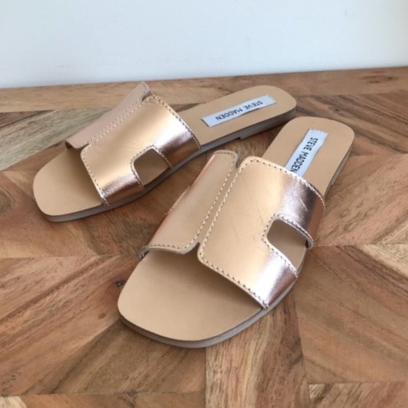 Steve Madden Shoes - Steve Madden | Sayler Leather Rose Gold H Sandals